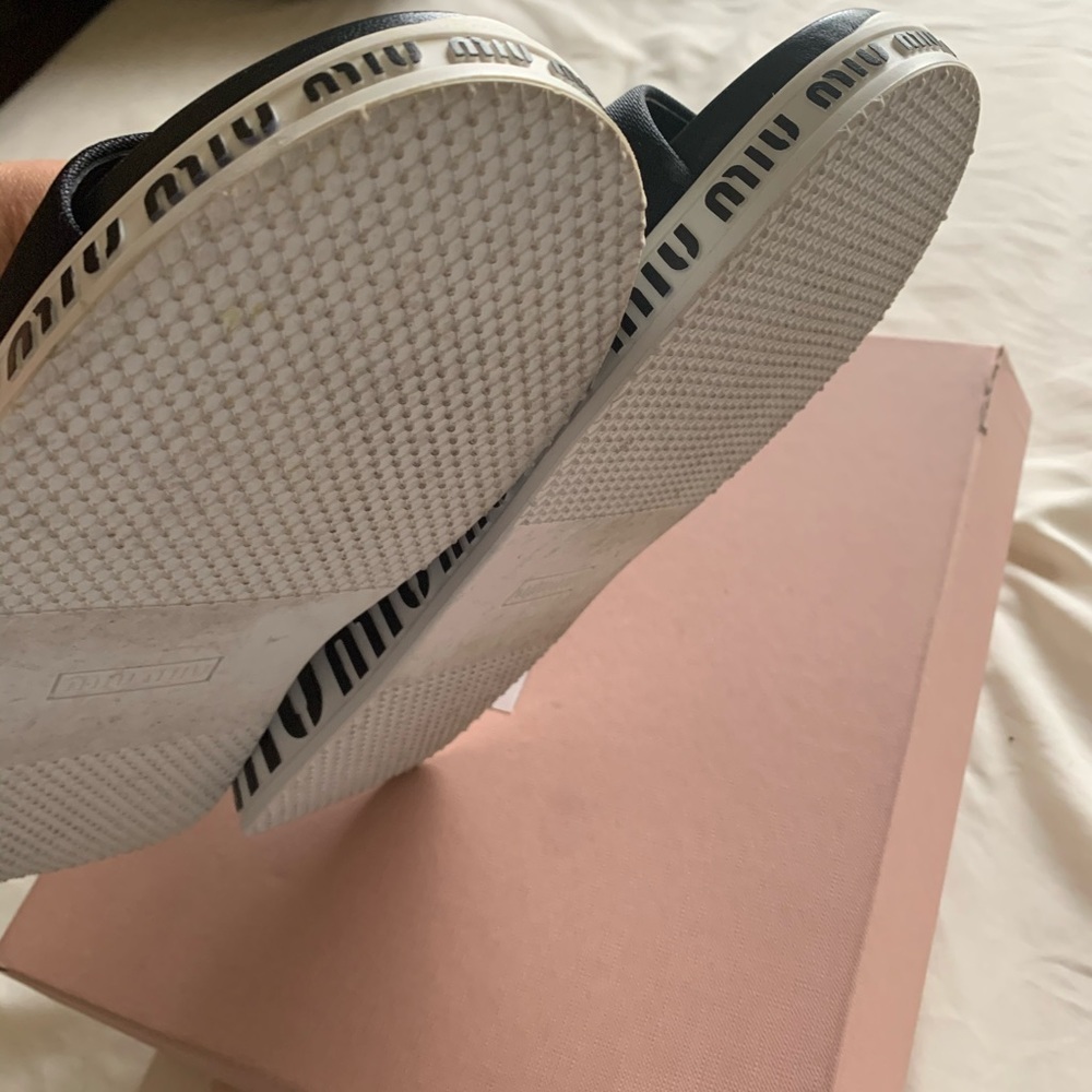 miu miu ロゴプリント スパッツ 38 MIU MIU Pink And White Glitter Platform Sneakers With Logo